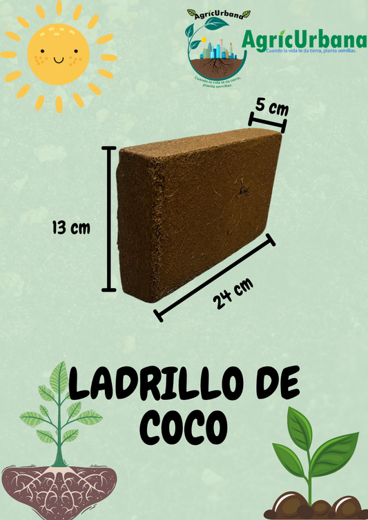 Ladrillo De Coco Sustrato Compacto Seco Deshidratado Expande 10 Litros